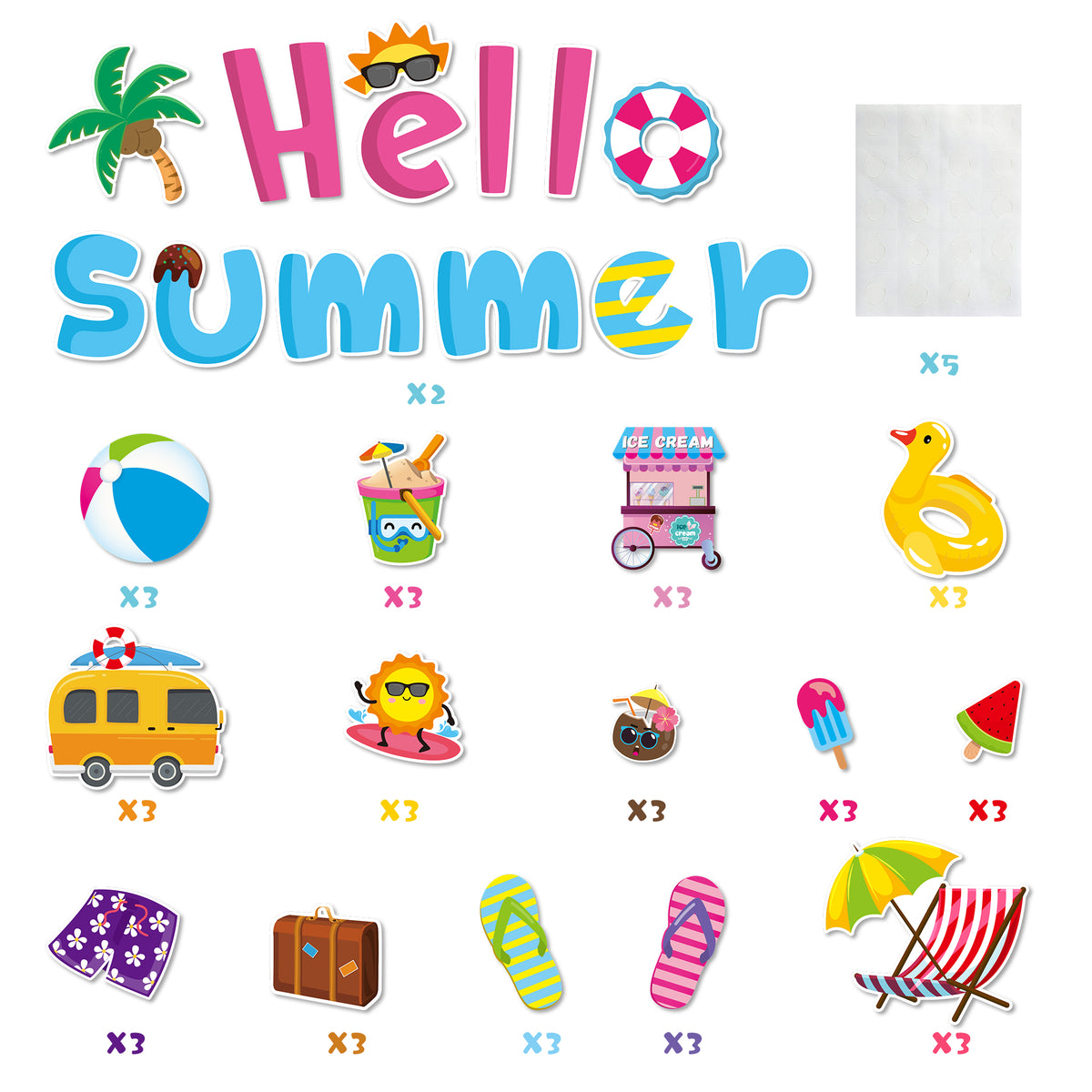 BeYumi 1000Pcs Summer Beach Reward Stickers for Kids Perforated Roll T