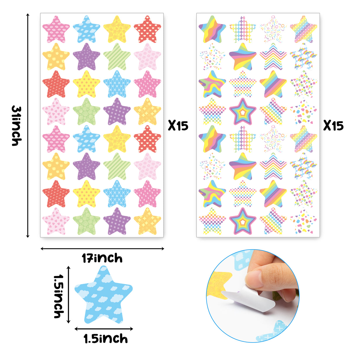 Kenkio 2400 Count Laser Shiny Sparkle Star Stickers Gold Sliver Self  Adhesive Star Stickers for Kids Students Rewards Teachers Supplies