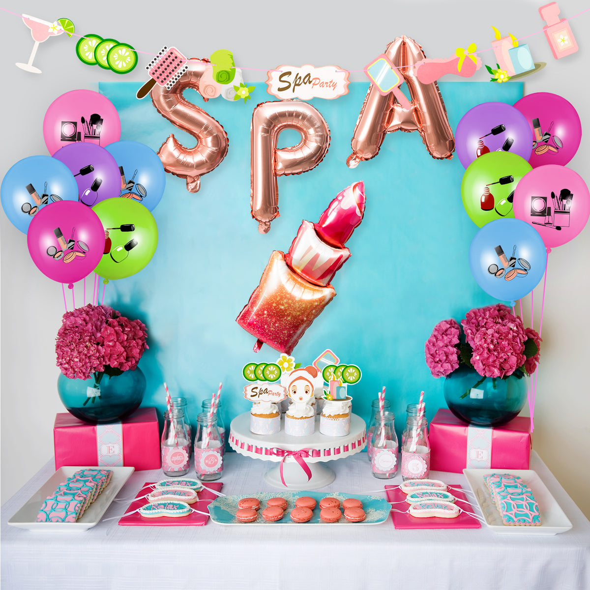 BeYumi 37Packs Spa Theme Party Decorations Kit- Giant SPA Lipstick Foi