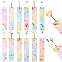 12 Pieces Unicorn and Rainbow Theme Bookmarks Sunflower Theme Bookmarks  with 12 Pieces Metal Charms, Inspirational Quotes Bookmarker Page Markers
