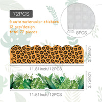 BeYumi 80Pcs Animal Print Bulletin Board Borders Africa Safari Leopard Zebra Tiger Giraffe Tropical Leaves Greenery Scalloped Borders Trim Bulletin Decoration for Back to School Classroom Nursery Wall