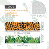 BeYumi 80Pcs Animal Print Bulletin Board Borders Africa Safari Leopard Zebra Tiger Giraffe Tropical Leaves Greenery Scalloped Borders Trim Bulletin Decoration for Back to School Classroom Nursery Wall