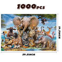 BeYumi 1000 Pieces Jigsaw Puzzles, Animals World Cardstock Floor Puzzle, Intellectual Decompressing Fun Game Learning Educational Toy for Kids Adults