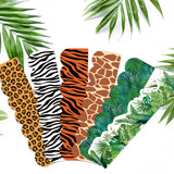 BeYumi 80Pcs Animal Print Bulletin Board Borders Africa Safari Leopard Zebra Tiger Giraffe Tropical Leaves Greenery Scalloped Borders Trim Bulletin Decoration for Back to School Classroom Nursery Wall