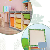 BeYumi 80Pcs Animal Print Bulletin Board Borders Africa Safari Leopard Zebra Tiger Giraffe Tropical Leaves Greenery Scalloped Borders Trim Bulletin Decoration for Back to School Classroom Nursery Wall