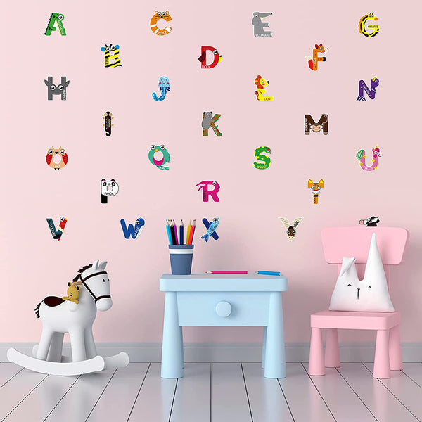 Alphabet Wall Decal, Animals Alphabet Wall Sticker, Letters Wall